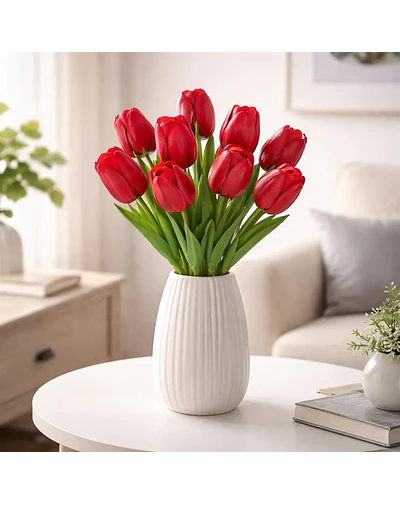 Ramos De 9 Tulipanes Flores Artificiales Decoración Hogar
