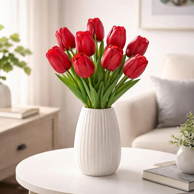 Ramos De 9 Tulipanes Flores Artificiales Decoración Hogar 1