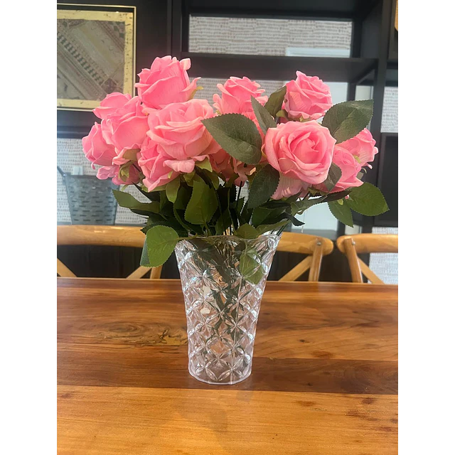 Ramo Rosas Rojas Artificiales 7 Unidades 44cm Terciopelo 30