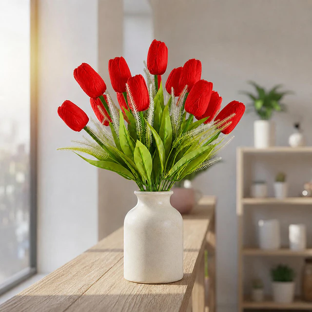 Ramo Tulipanes Artificiales 12 Uds Decoracion Hogar Tulipan 17