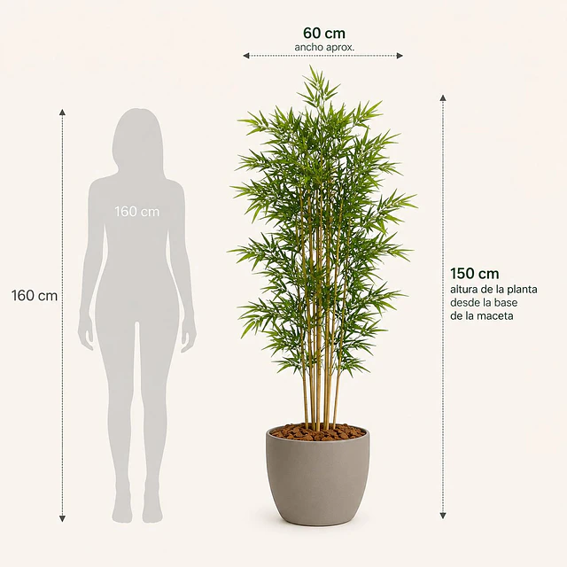 Planta Artificial Decorativa Arbol Grande Pack Bamboo 150cm 2