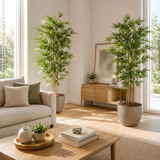Planta Artificial Decorativa Arbol Grande Pack Bamboo 150cm 4