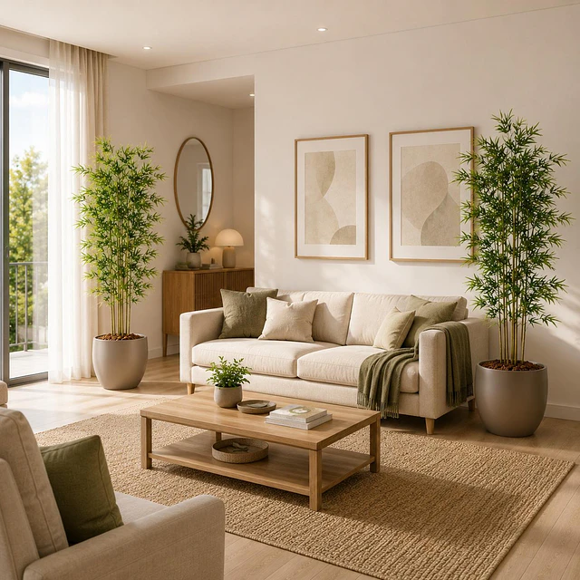 Planta Artificial Decorativa Arbol Grande Pack Bamboo 150cm 5
