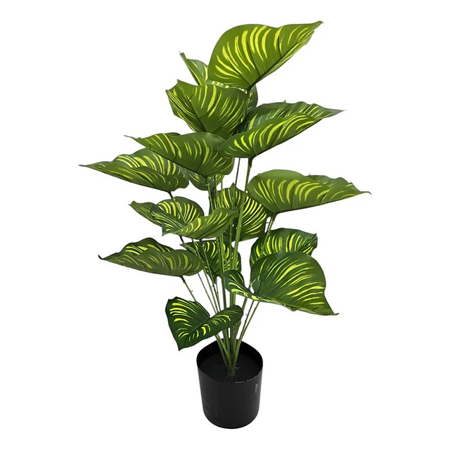 Planta Artificial Arbusto Decorativa Hojas Ralladas 80 Cm 9