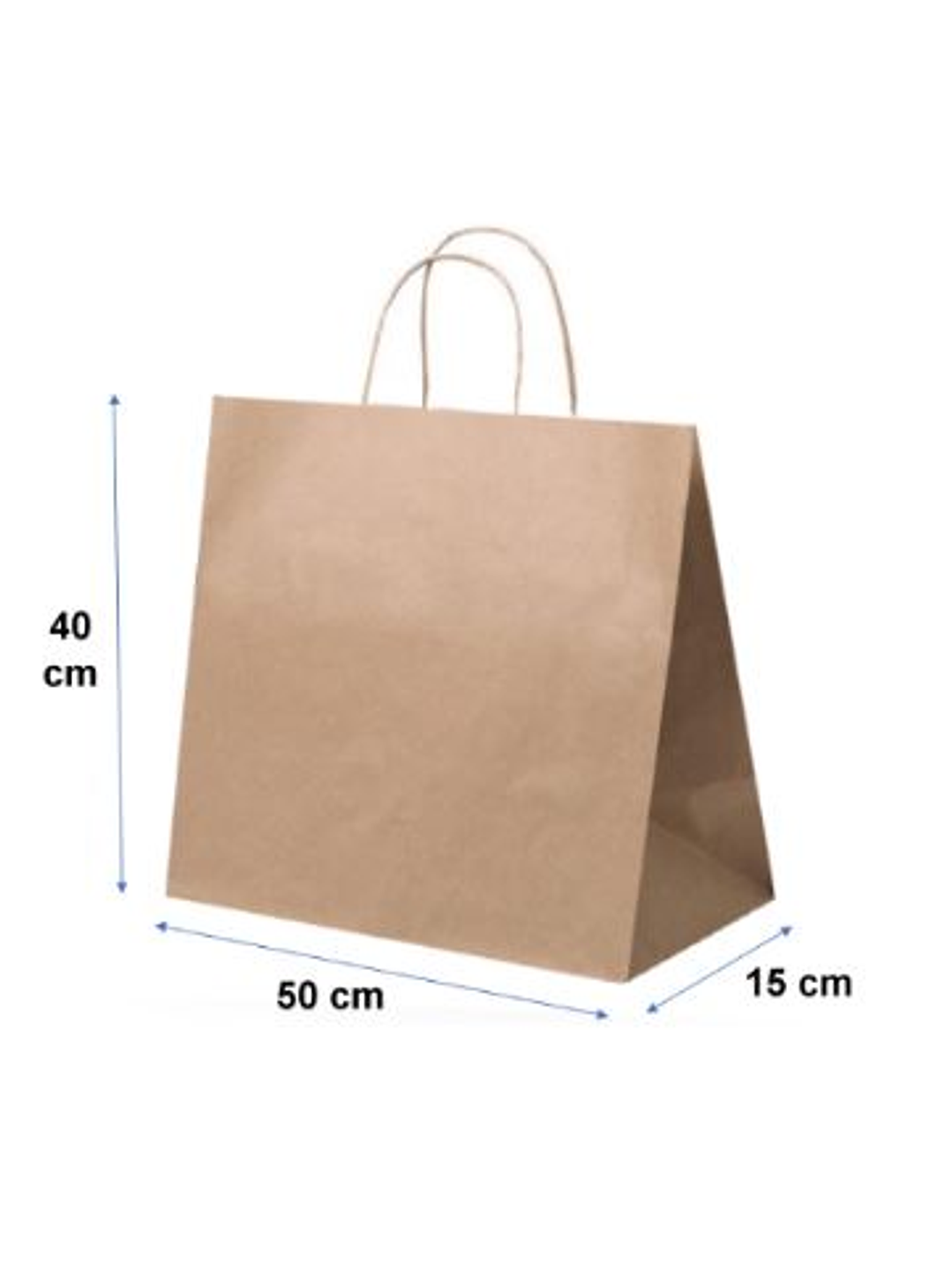 Bolsa papel KRAFT tamaño 31X15X45 cm con manilla de papel torcido. 1