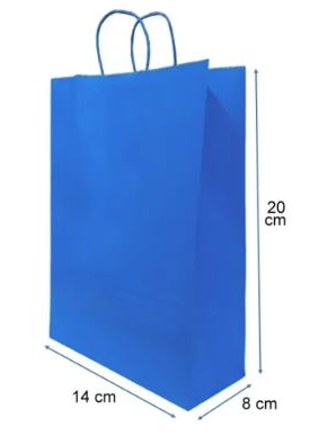 Bolsa papel KRAFT azul 20X14X8 cm manilla papel torcido. 1