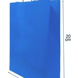 Bolsa papel KRAFT azul 20X14X8 cm manilla papel torcido.