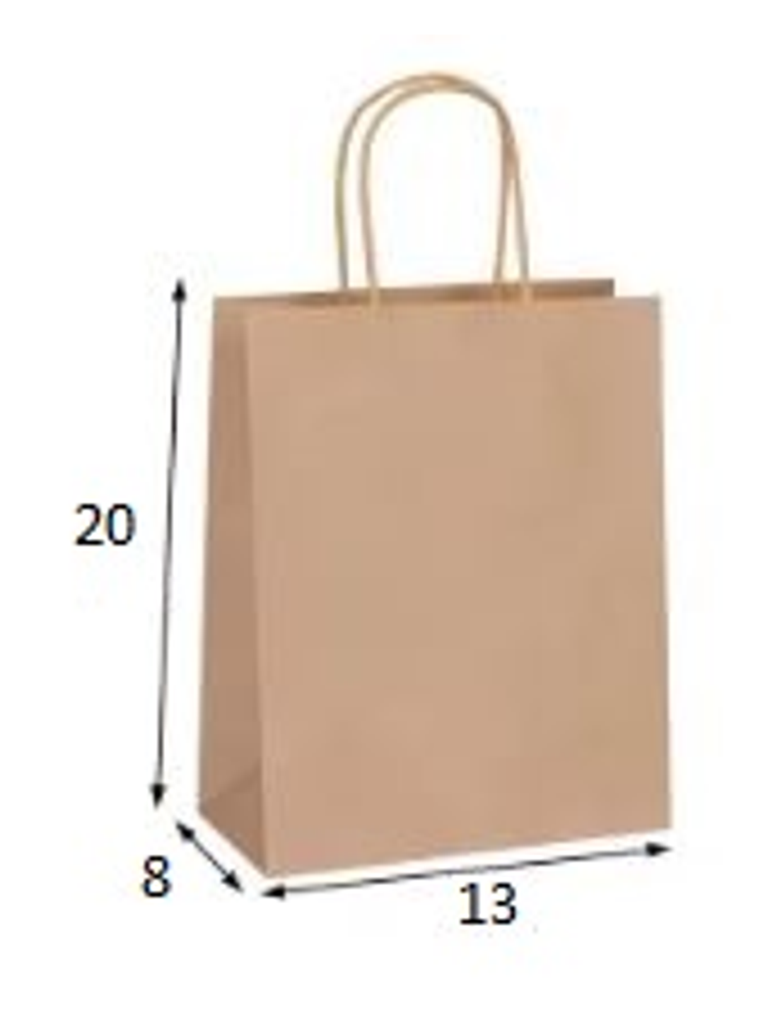 Bolsa papel KRAFT tamaño 20X8X13 cm con manilla de papel torcido 1