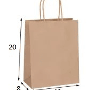 Bolsa papel KRAFT tamaño 20X8X13 cm con manilla de papel torcido