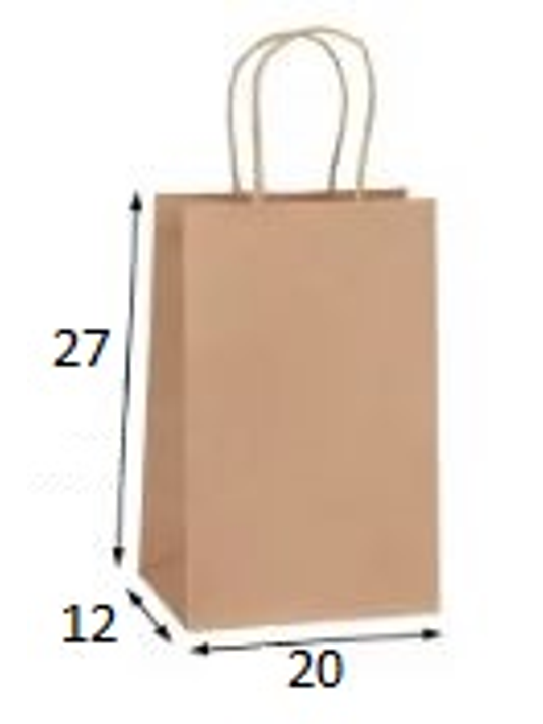Bolsa papel KRAFT tamaño 27X12X20 cm con manilla de papel torcido. 1