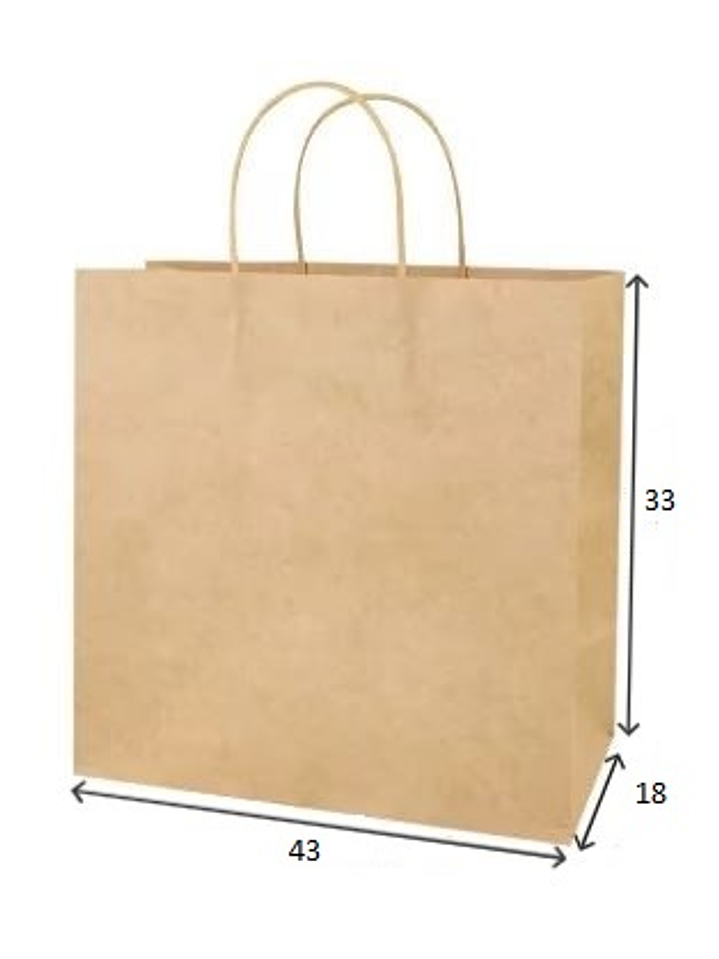 Bolsa papel KRAFT tamaño 33X18X33 con manilla de papel torcido 1