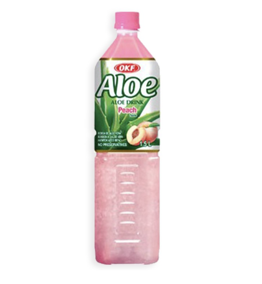 12 botellas de Aloe vera drink Durazno 1500ml OKF 1