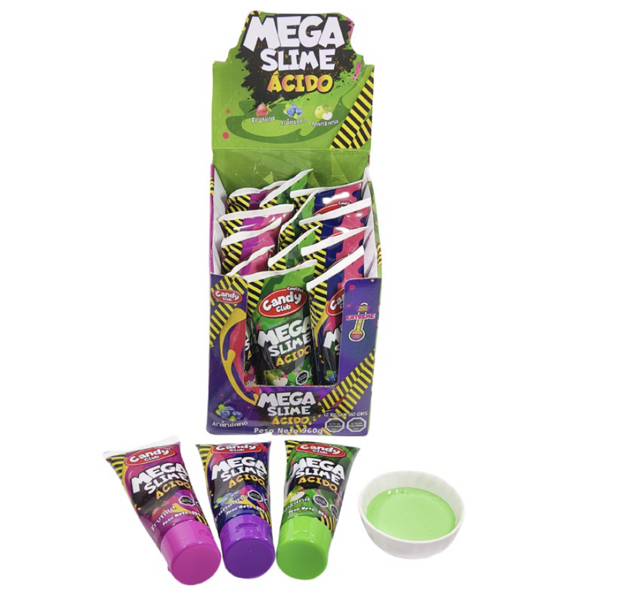 MEGA SLIME ÁCIDO – GEL ÁCIDO SABOR A FRUTAS- Display 12 Unidades 1