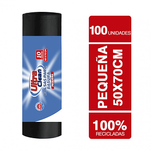 Caja de 100 rollos de Bolsa Basura Pequeña Negra 50x70cm