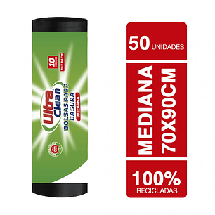 Caja de 50 rollos de Bolsa Basura Mediana Negra 70x90cm