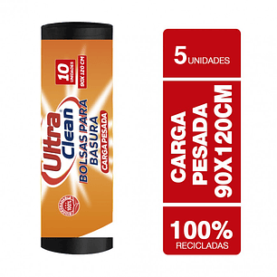 Display de 5 rollos de Basura Carga Pesada Negra 90x120cm