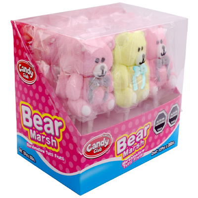 BEAR MARSH – Marshmallow Sabor Tuti Fruti Display 12 Unidades 1