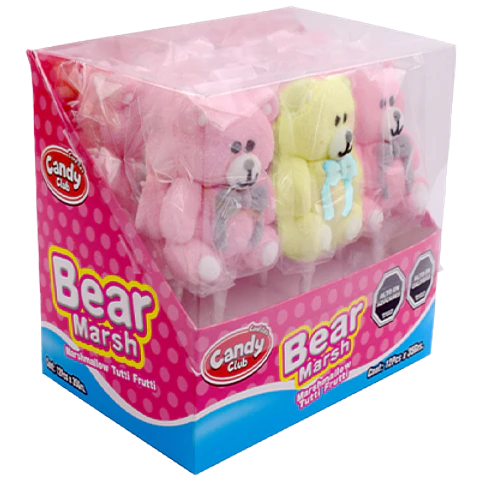 BEAR MARSH – Marshmallow Sabor Tuti Fruti Display 12 Unidades