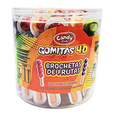 Gomita Brocheta 4D Candy Club Display 30 Unidades | Centro Líquido 1