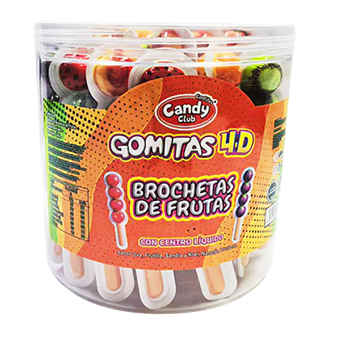 Gomita Brocheta 4D Candy Club Display 30 Unidades | Centro Líquido