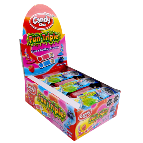 Gomitas Fun Triple con Gel Ácido y Crunch – Display de 24 Unidades