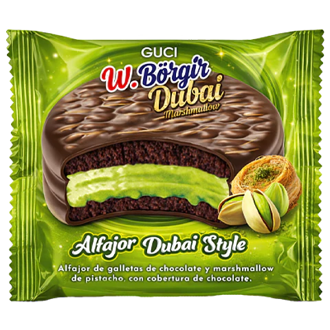 Alfajor Dubai Style con Pistacho y Marshmallow – Display de 24 Unidades