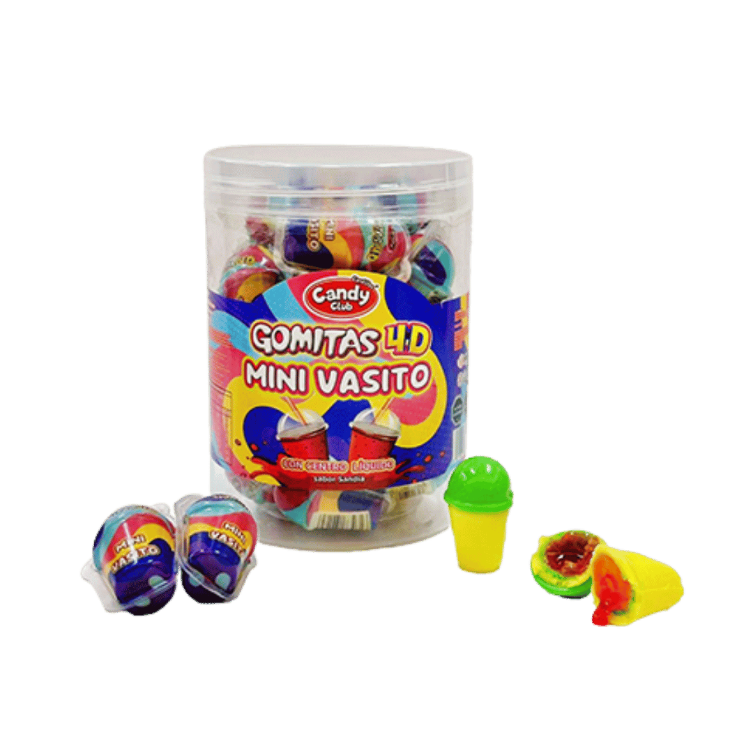 Gomitas 4D Mini Vasito con Centro Líquido – Jarro de 30 Unidades 1