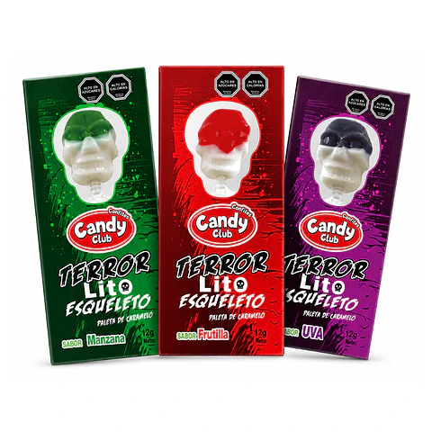 Paletas Halloween TerrorLito Esqueleto – Display de 24 Unidades