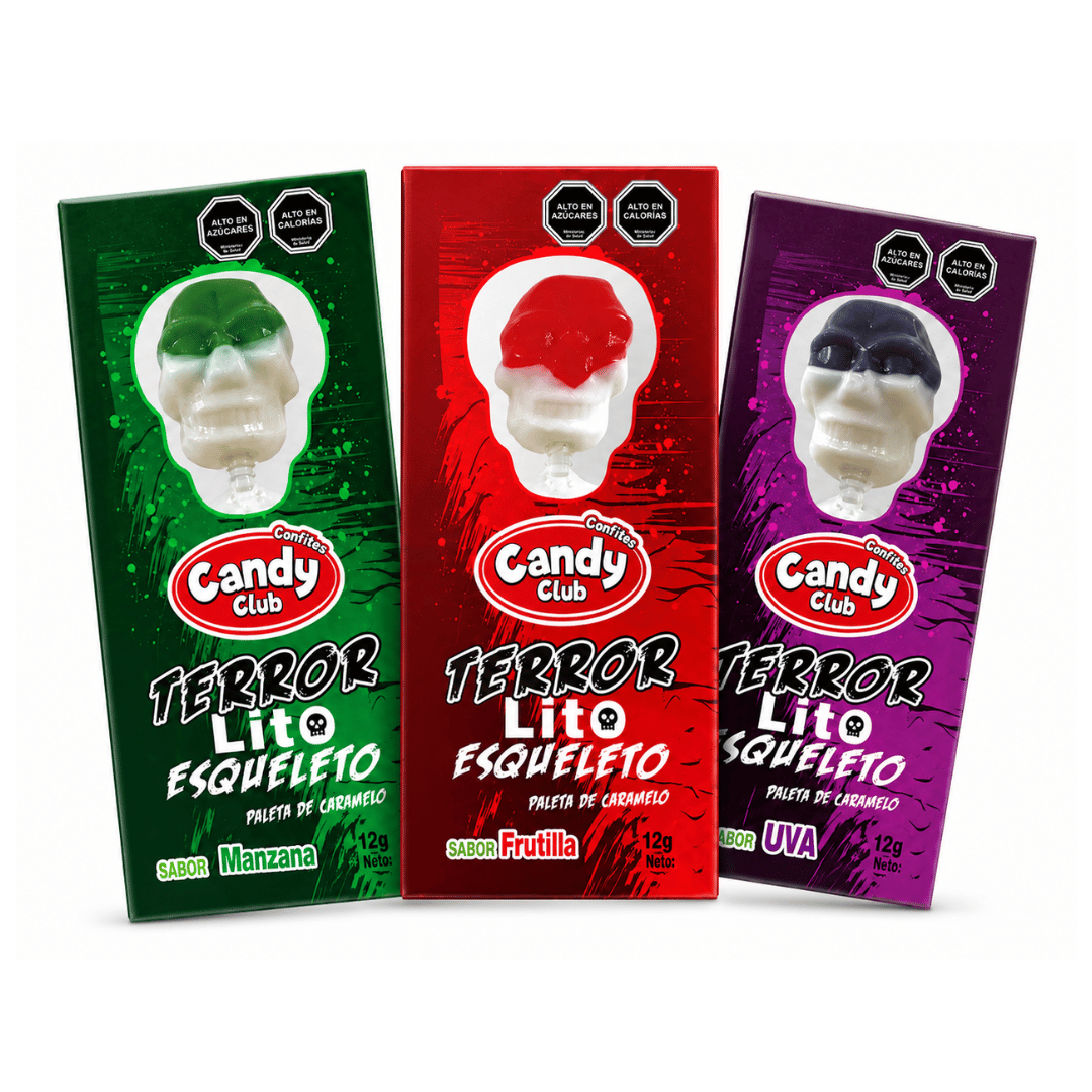 Paletas Halloween TerrorLito Esqueleto – Display de 24 Unidades 1