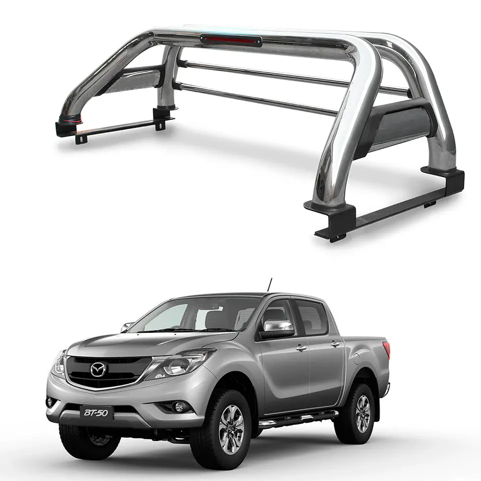 Barra Antivuelco Acero Inoxidable Mazda BT50 2013-2020 | Luz de Freno y Base para Lona | Kangaroo Chile 1