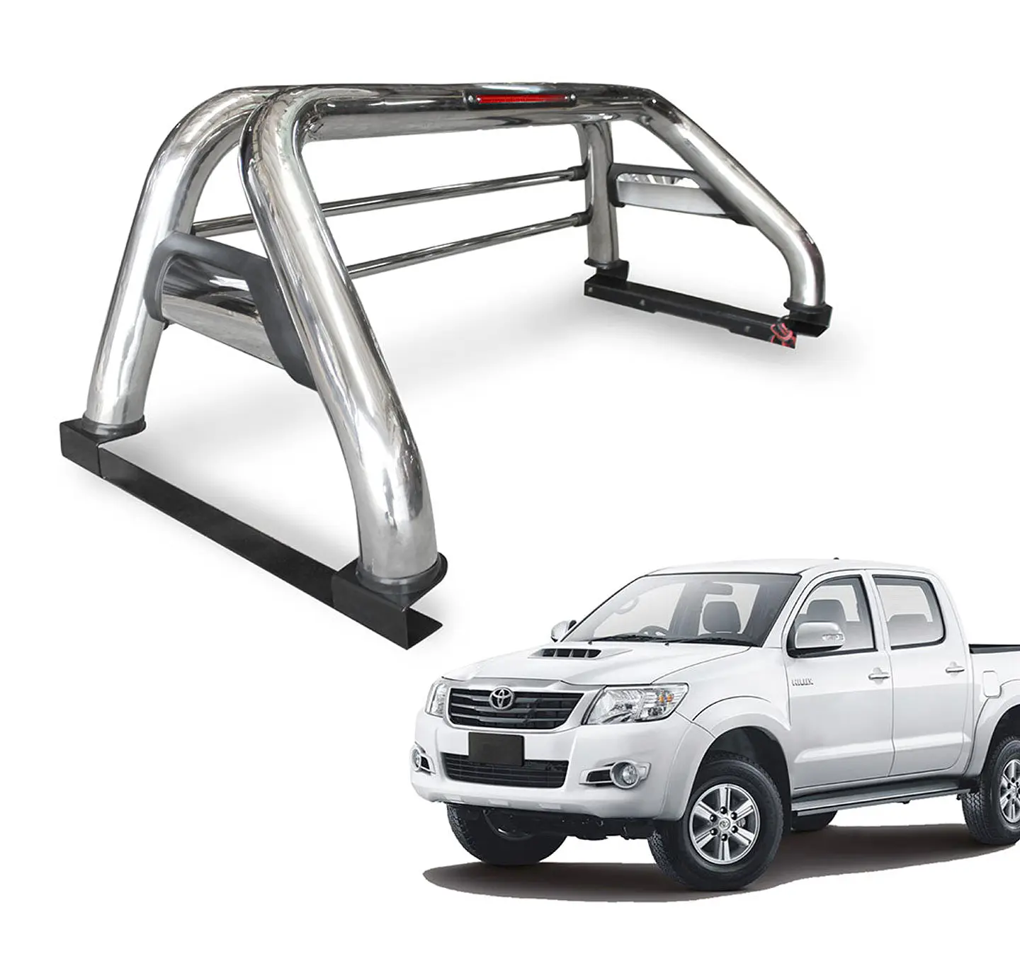 Barra Antivuelco Acero Inoxidable Toyota Hilux 2006-2015 | Luz de Freno y Base para Lona | Kangaroo Chile 1