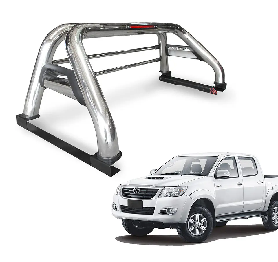 Barra Antivuelco Acero Inoxidable Toyota Hilux 2006-2015 | Luz de Freno y Base para Lona | Kangaroo Chile 1