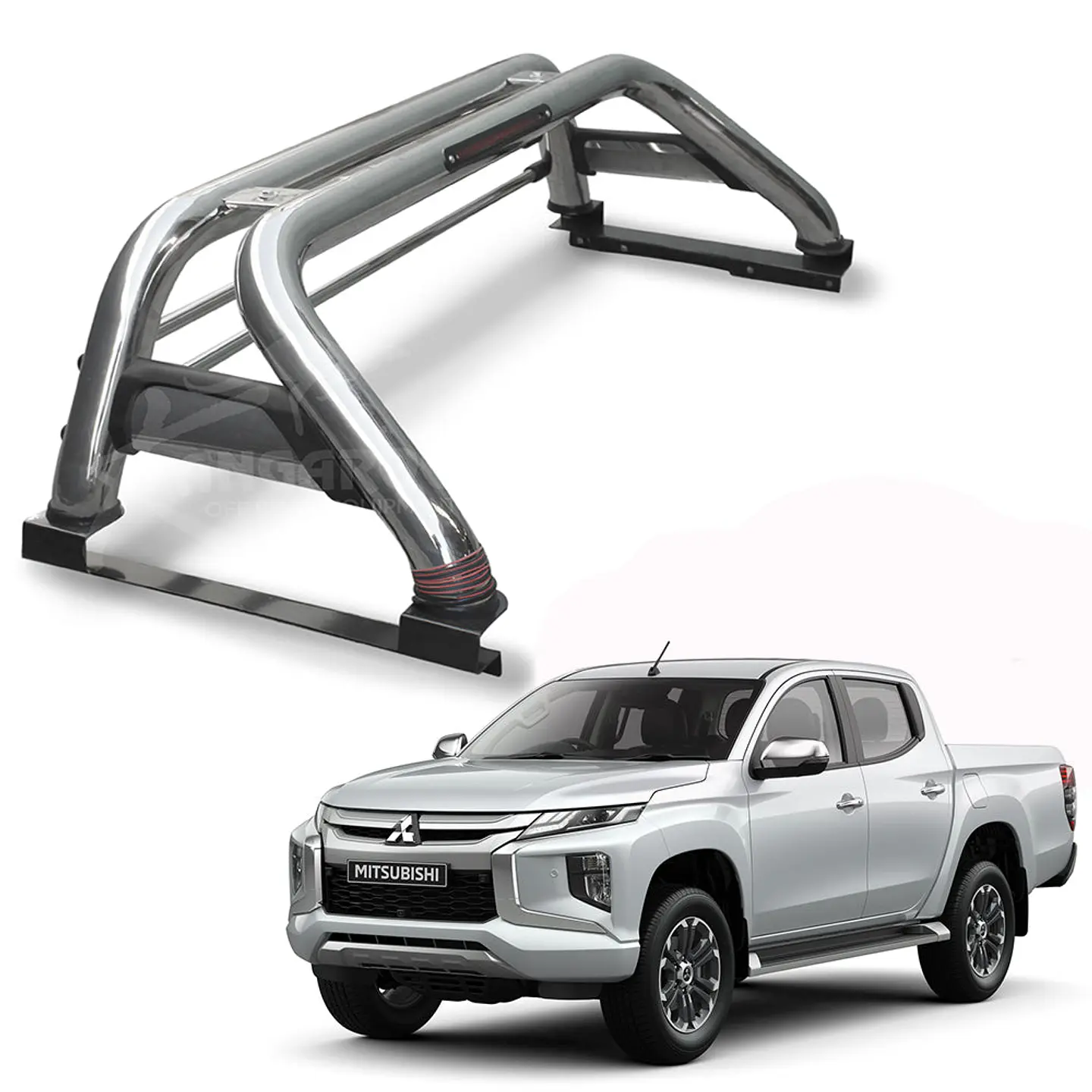 Barra Antivuelco Mitsubishi L200 2016-2023 Acero Inoxidable Brazo Metálico 1