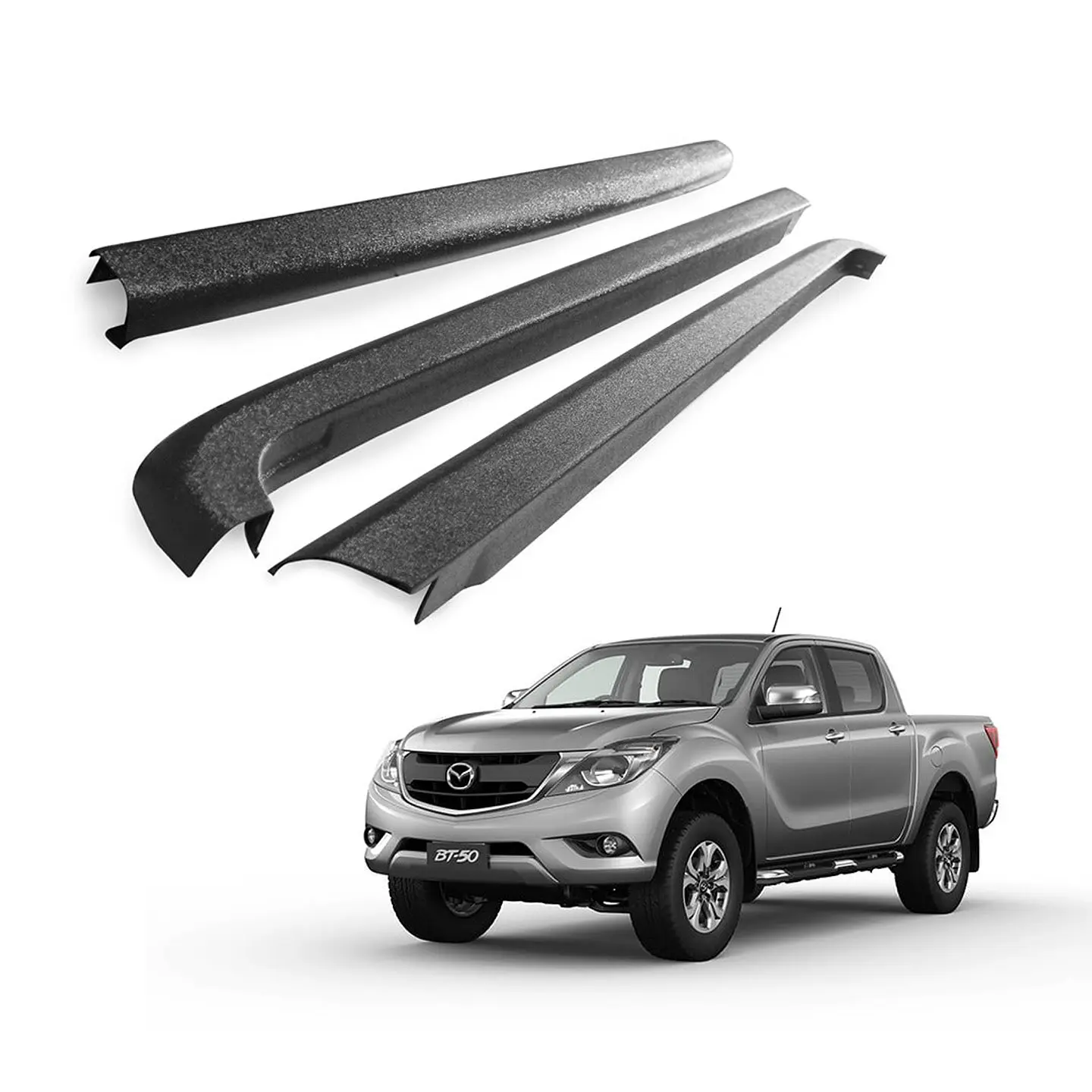 Cubre Baranda Riel Pick Up Ford Ranger 2013-2020 y Mazda BT-50 2013-2020 | Protector ABS Negro 1
