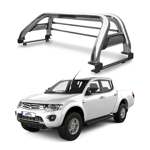 Barra Antivuelco Acero Inoxidable Mitsubishi L200 2006–2015 | Luz de Freno y Base para Lona | Kangaroo Chile