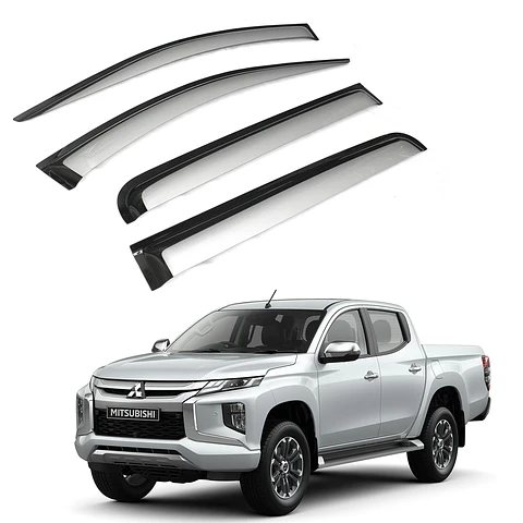 Aletas Bota Agua Mitsubishi L200 2016-2022 ABS Bicolor Negro/Plateado – Instalación fácil con cinta 3M