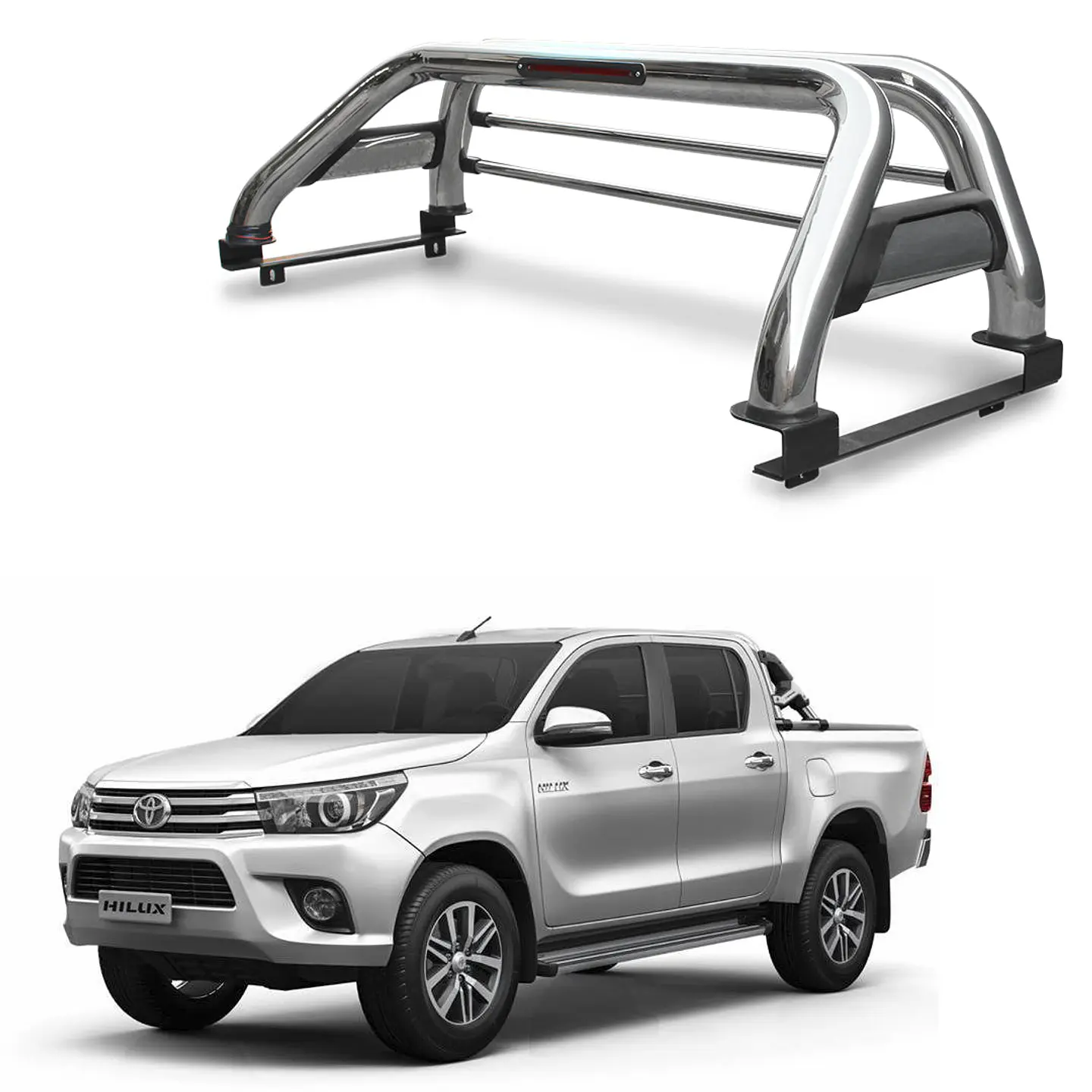 Barra Antivuelco de Acero Inoxidable para Toyota Hilux 2016-2024 – Seguridad y Estilo 1