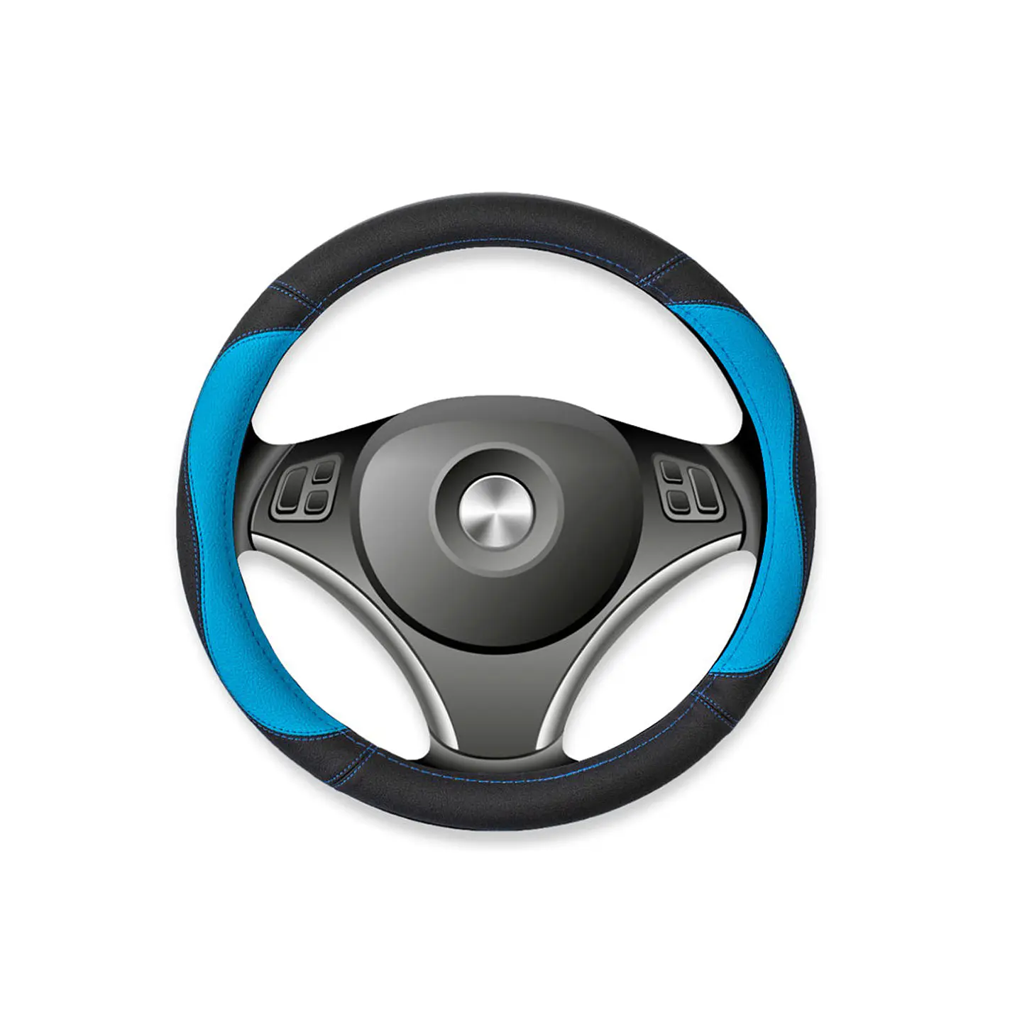 Cubre Volante Eco Cuero Azul/Negro 1