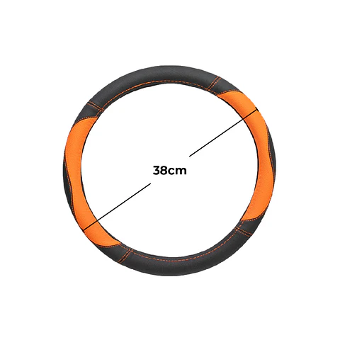 Cubre Volante Eco Cuero Naranja/Negro