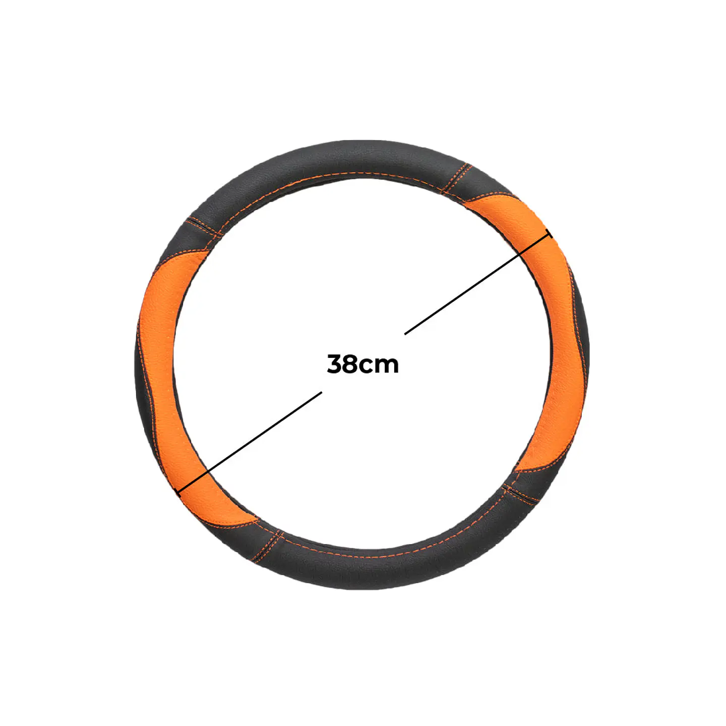 Cubre Volante Eco Cuero Naranja/Negro 2