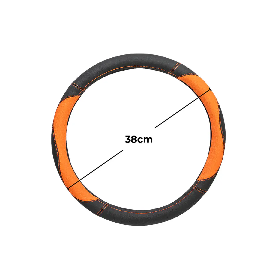 Cubre Volante Eco Cuero Naranja/Negro 2