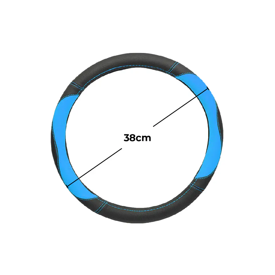 Cubre Volante Eco Cuero Azul/Negro 2