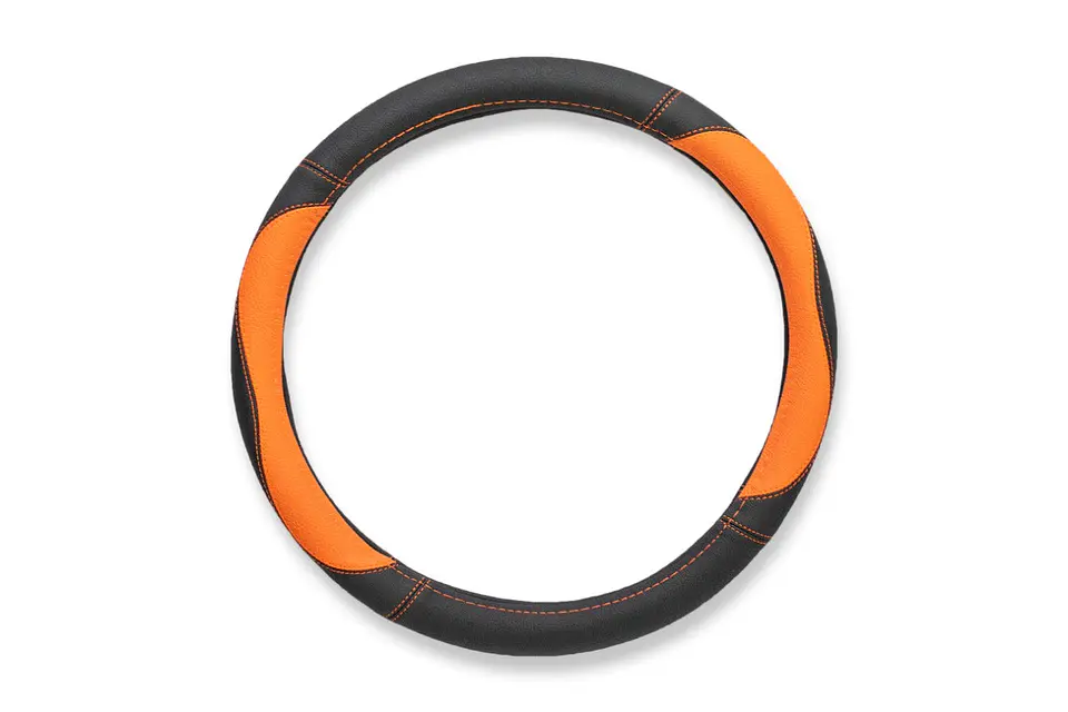 Cubre Volante Eco Cuero Naranja/Negro 3