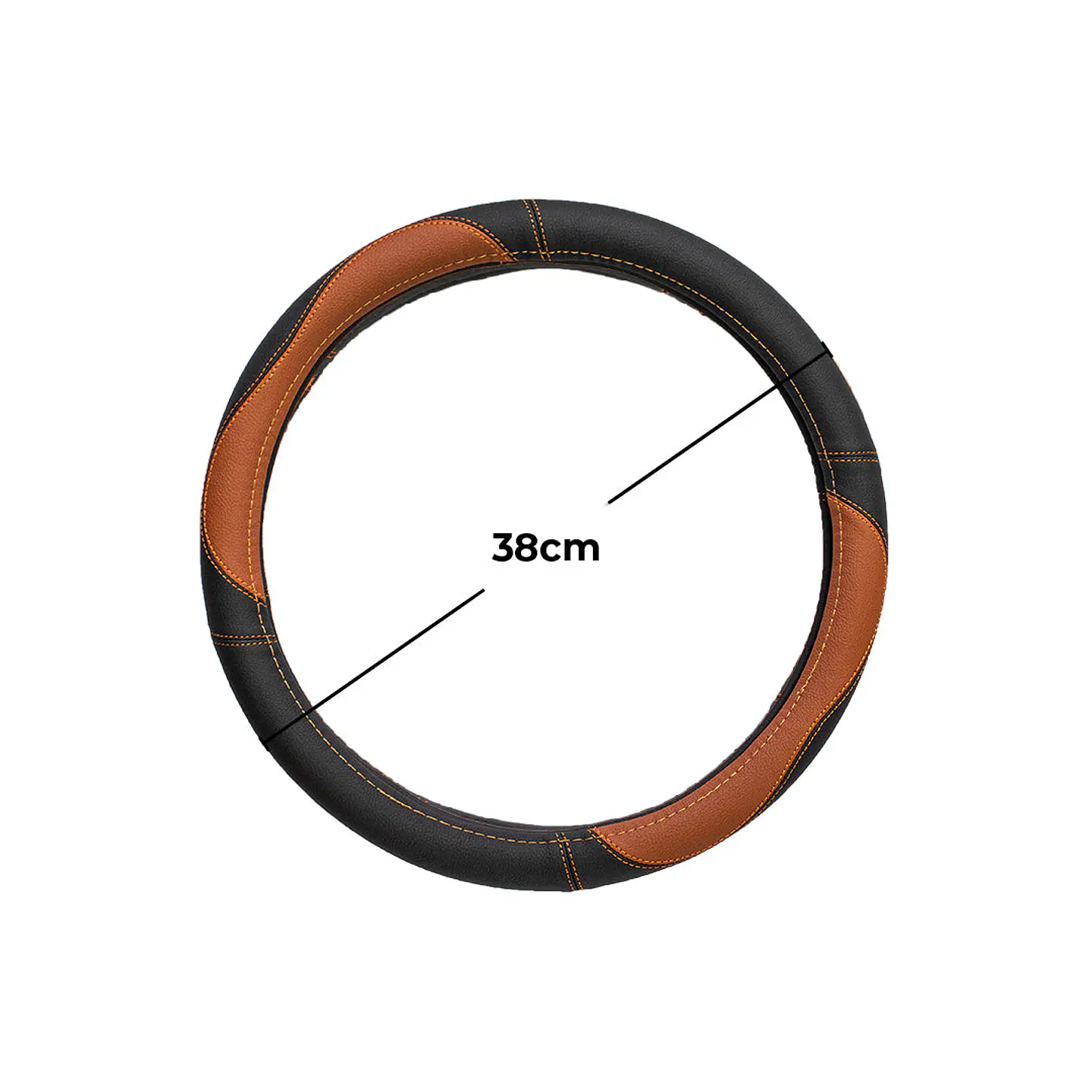Cubre Volante Eco Cuero-Cafe/Negro 2
