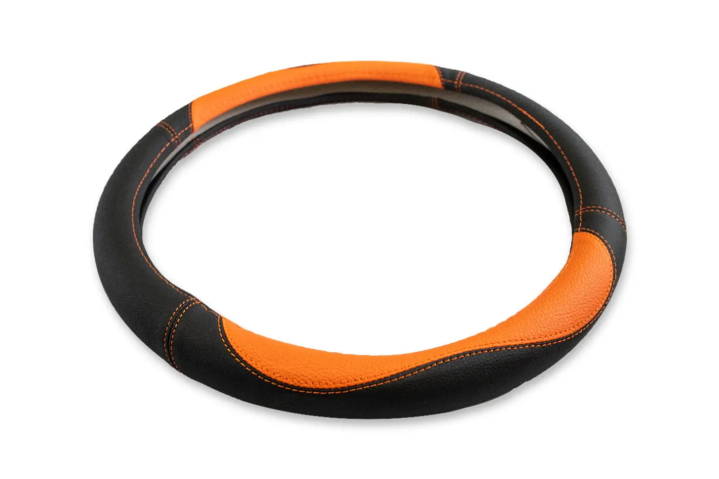 Cubre Volante Eco Cuero Naranja/Negro 4
