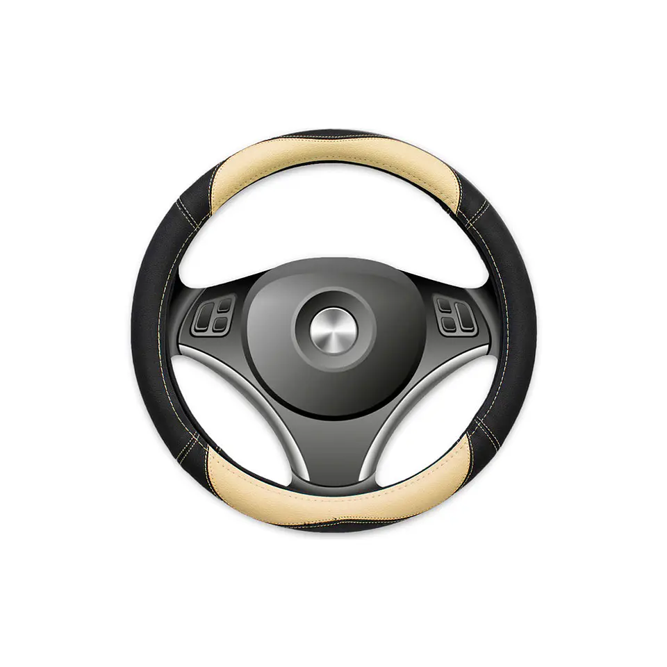 Cubre Volante Eco Cuero Beige/Negro 1
