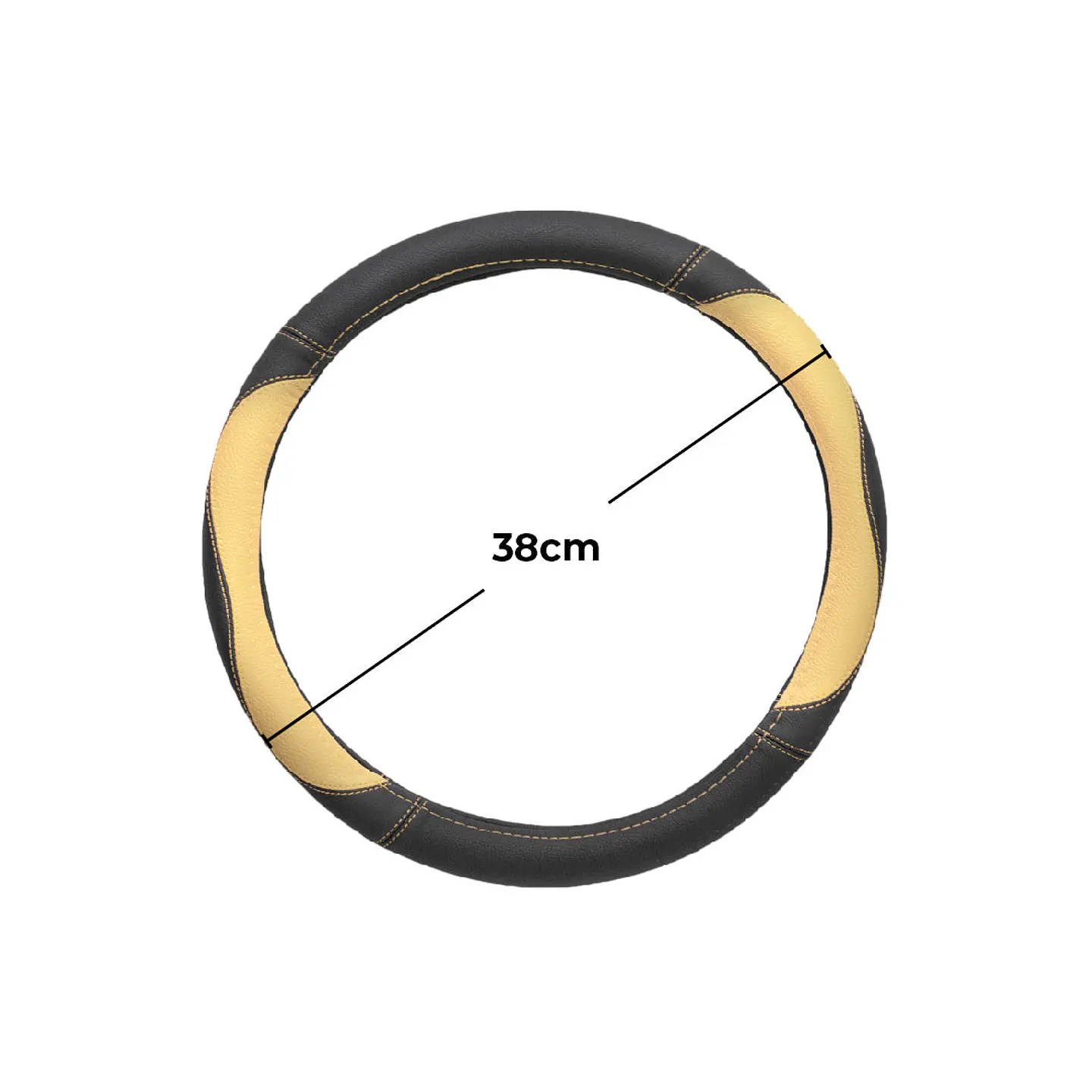 Cubre Volante Eco Cuero Beige/Negro 2