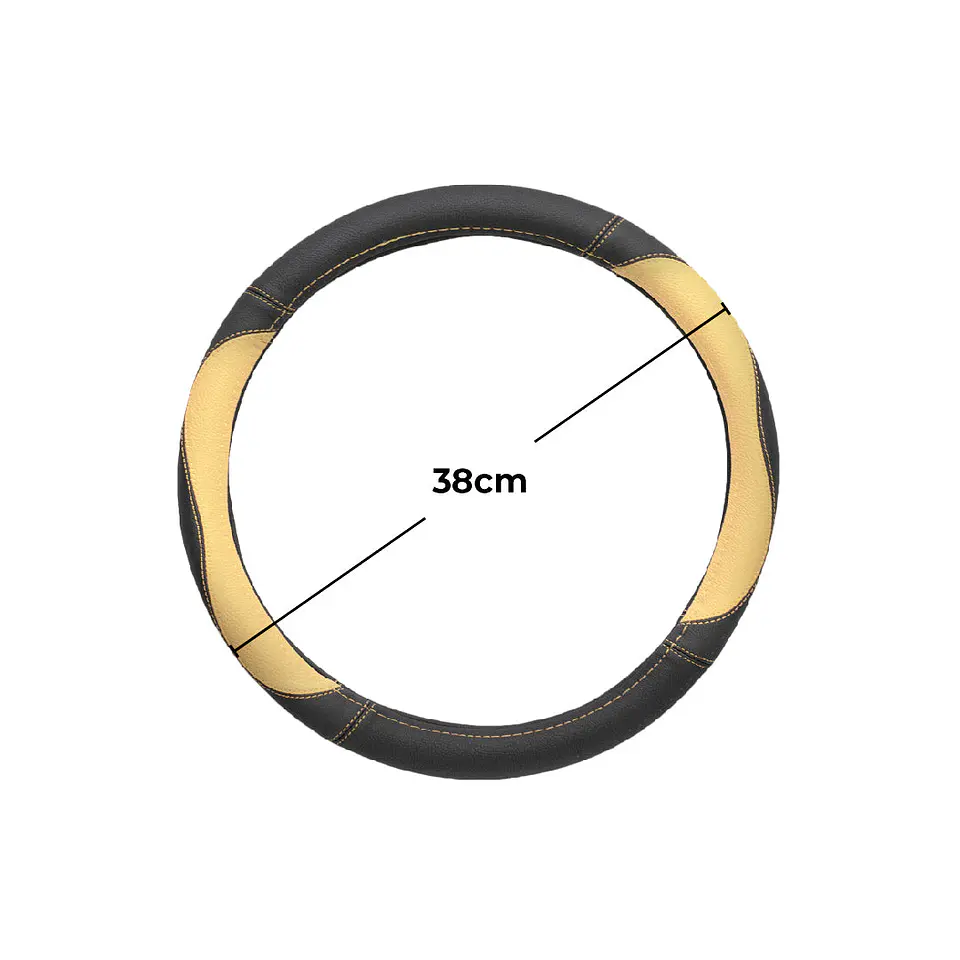 Cubre Volante Eco Cuero Beige/Negro 2