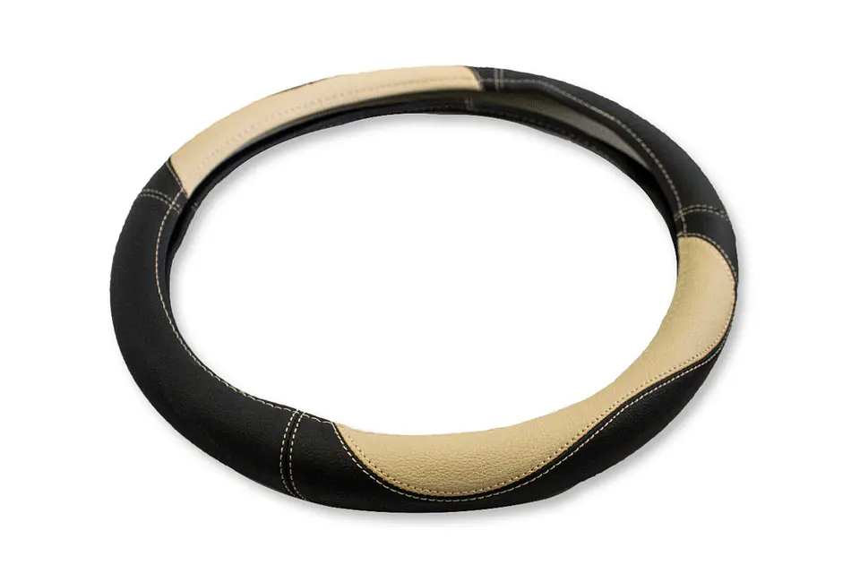 Cubre Volante Eco Cuero Beige/Negro 4