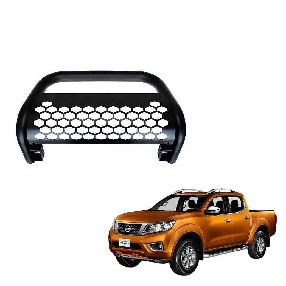 Defensa Frontal Metálica Negra para Nissan NP300 – Fierro Reforzado con Kit de Instalación Original 1